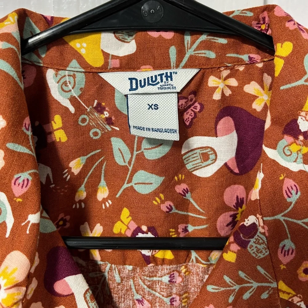 Duluth Gnomes Mushroom Artisan Hemp organic cotton untucked Camp Shirt size XS - Picture 3 of 8